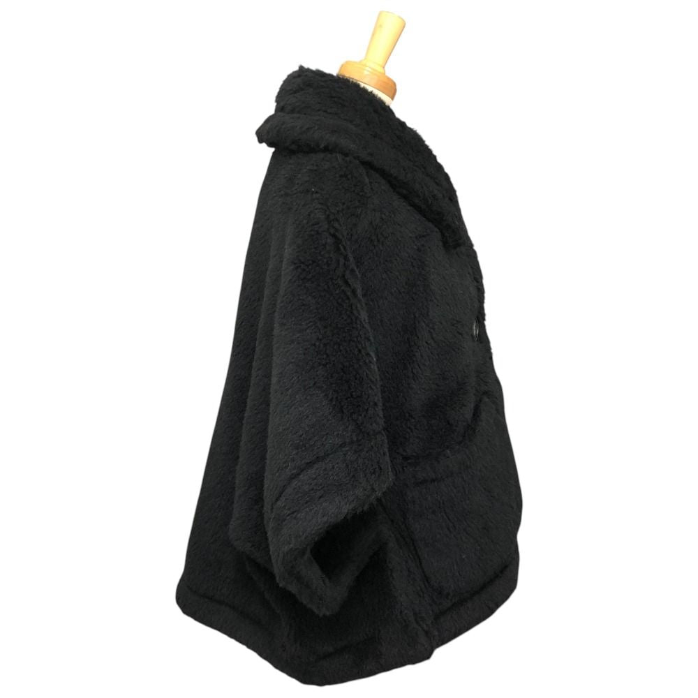 Max Mara Poncho Teddy Bear Nuterzo Cape Alpaca Black — view 3