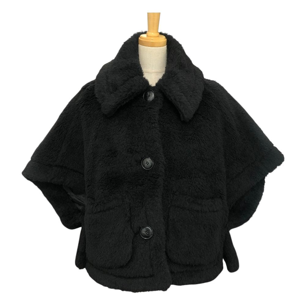 Max Mara Poncho Teddy Bear Nuterzo Cape Alpaca Black