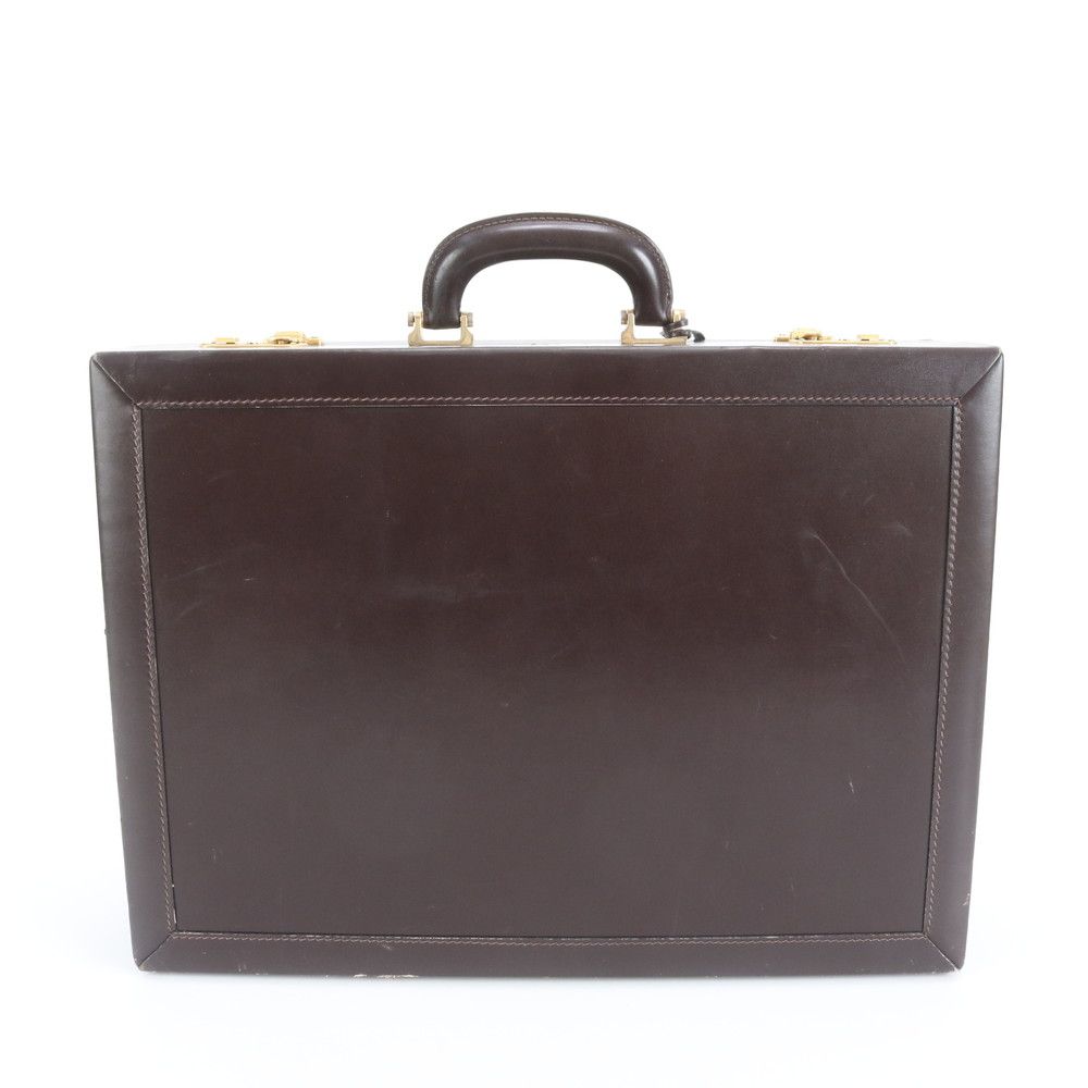 Loewe Anagram Leather Attache Case Hard Document Business Briefcase Trip Brown — view 3