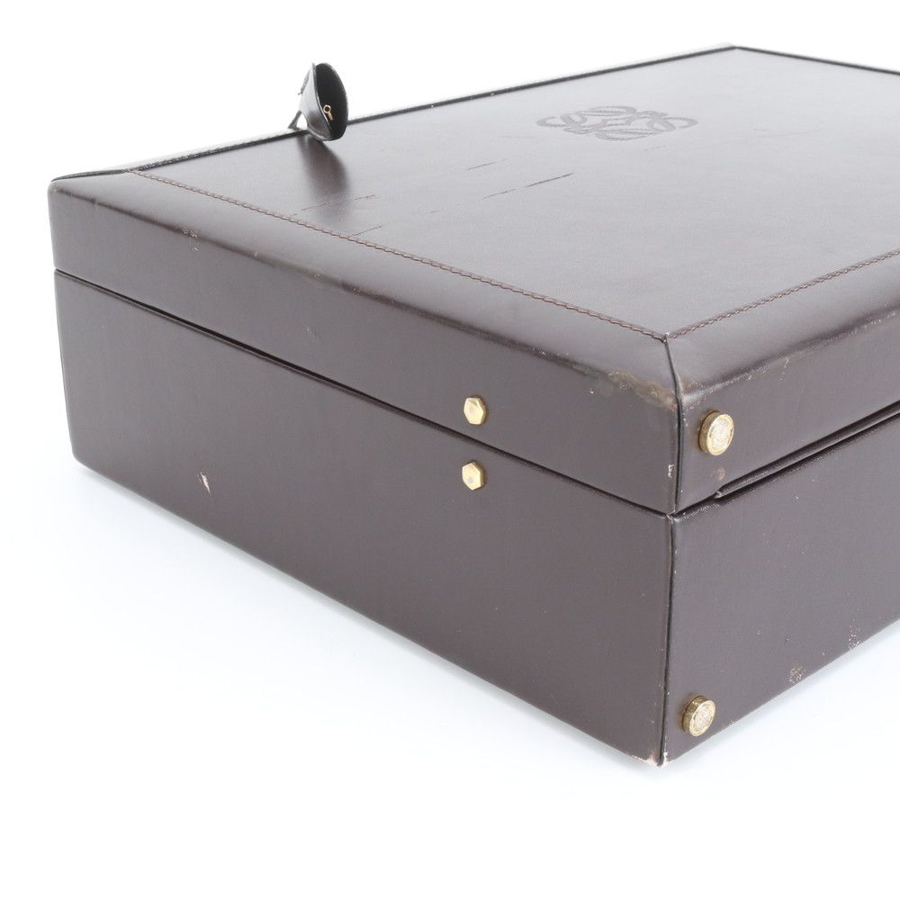 Loewe Anagram Leather Attache Case Hard Document Business Briefcase Trip Brown — view 7