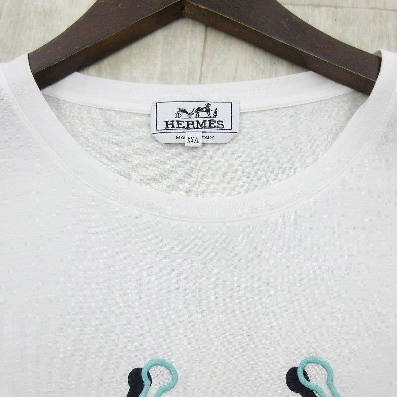 Hermes T-Shirt Short Sleeve Horsebit Embroidery White Blue Japon Co Ltd Top — view 3