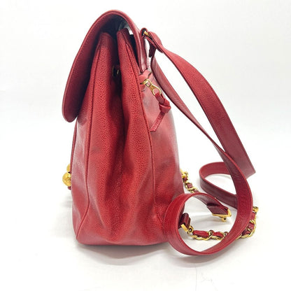 Chanel Backpack Sac CC Logo Caviar Leather Red — view 2