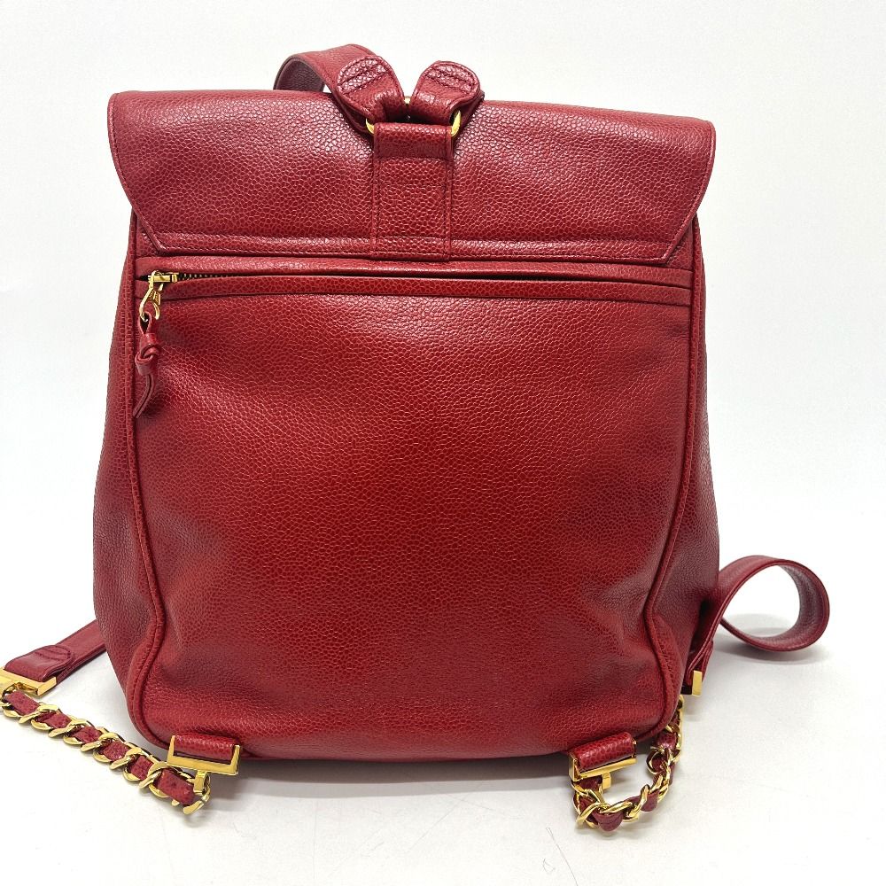 Chanel Backpack Sac CC Logo Caviar Leather Red — view 3