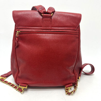 Chanel Backpack Sac CC Logo Caviar Leather Red — view 3