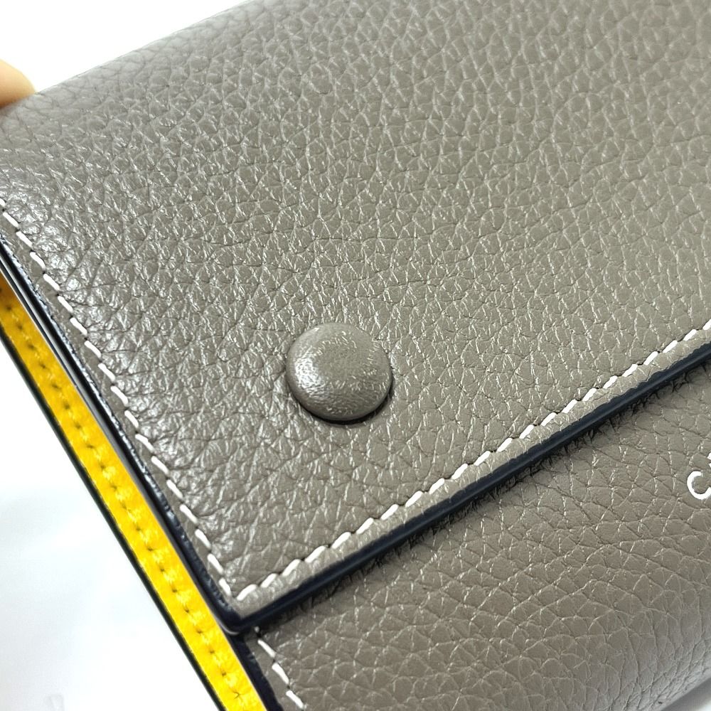 Celine Trifold Wallet Small Gray Leather Beige Yellow — view 6