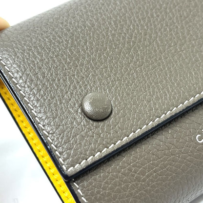 Celine Trifold Wallet Small Gray Leather Beige Yellow — view 6