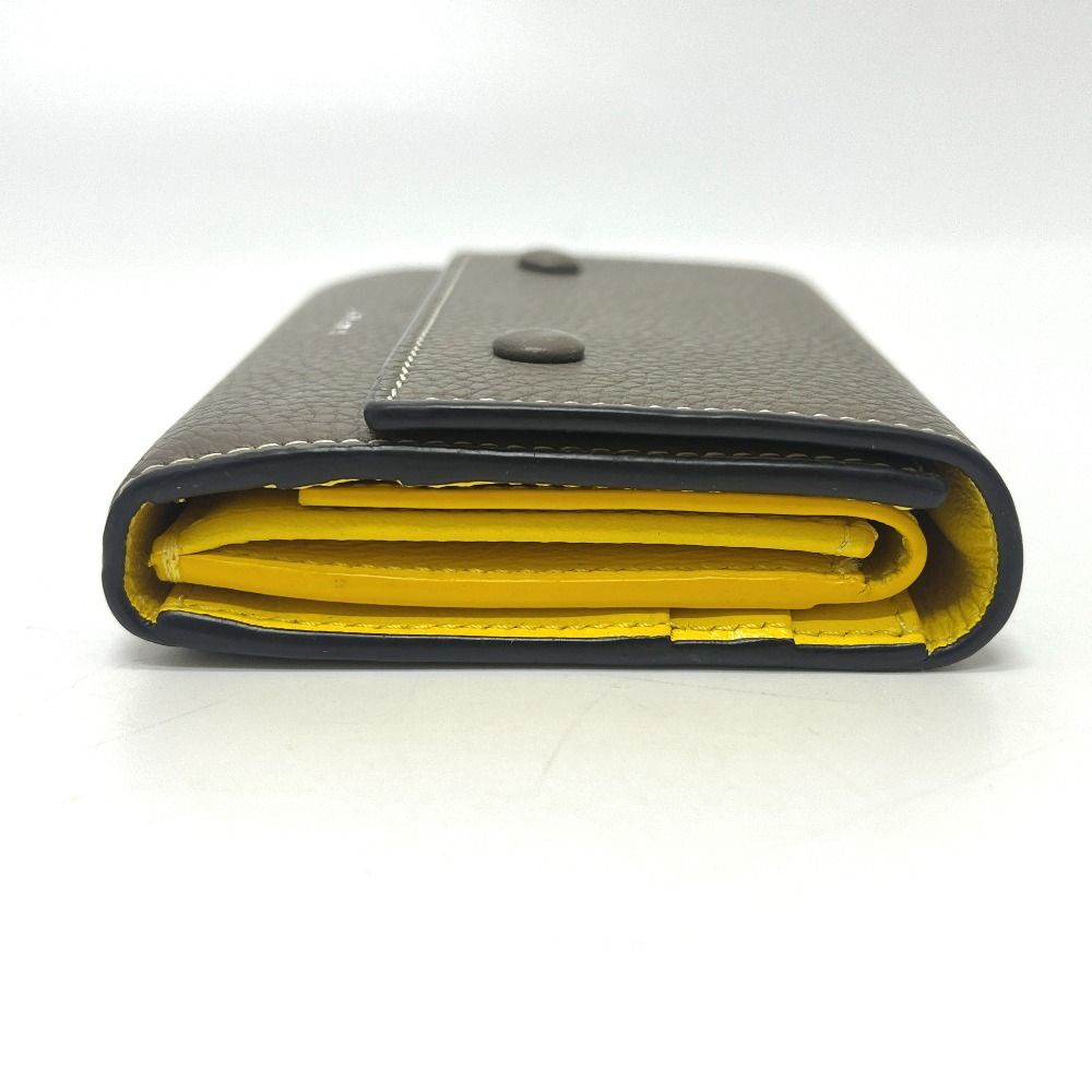 Celine Trifold Wallet Small Gray Leather Beige Yellow — view 4