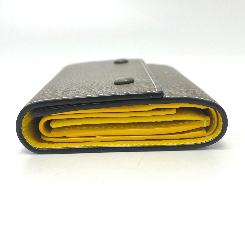 Celine Trifold Wallet Small Gray Leather Beige Yellow — view 3