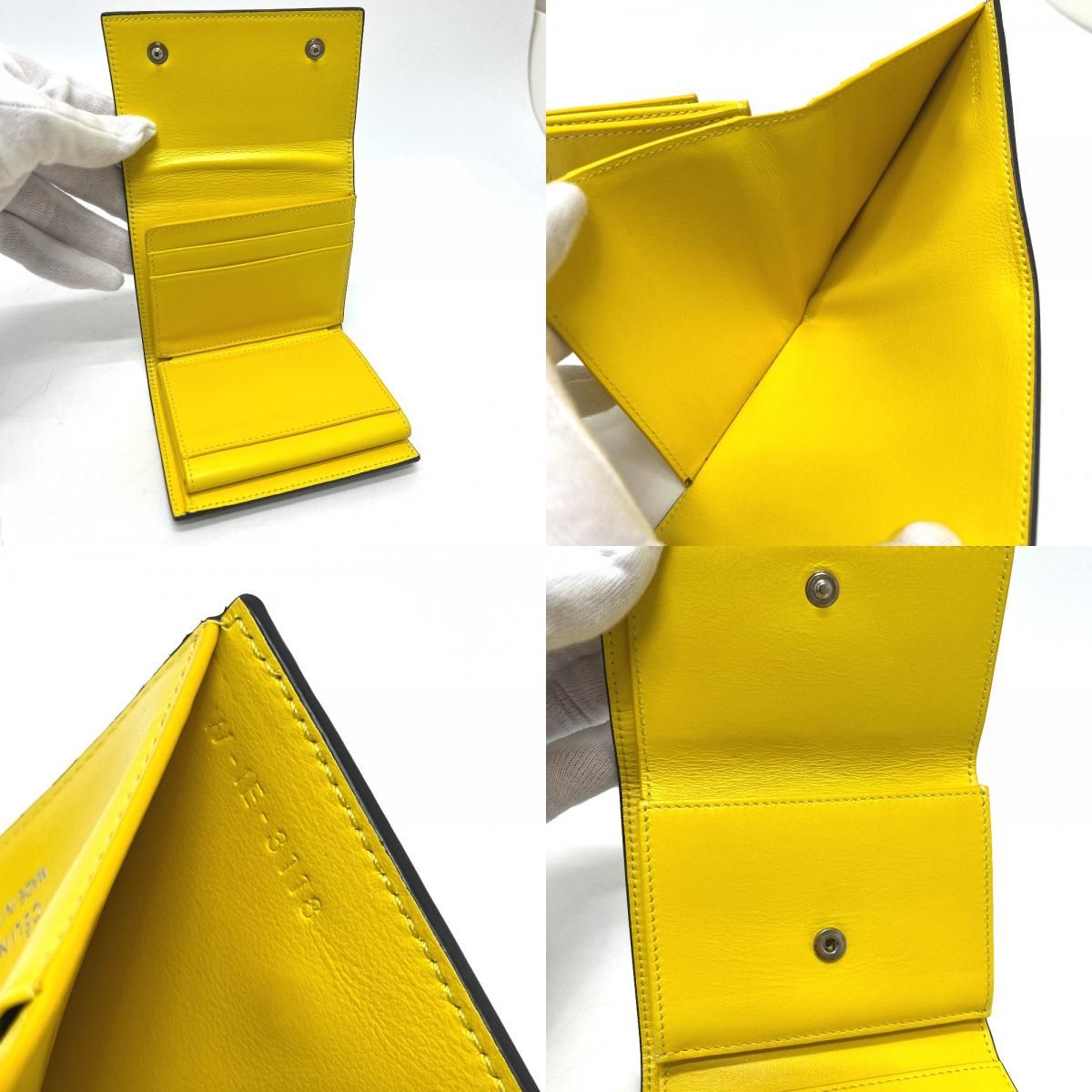 Celine Trifold Wallet Small Gray Leather Beige Yellow — view 7
