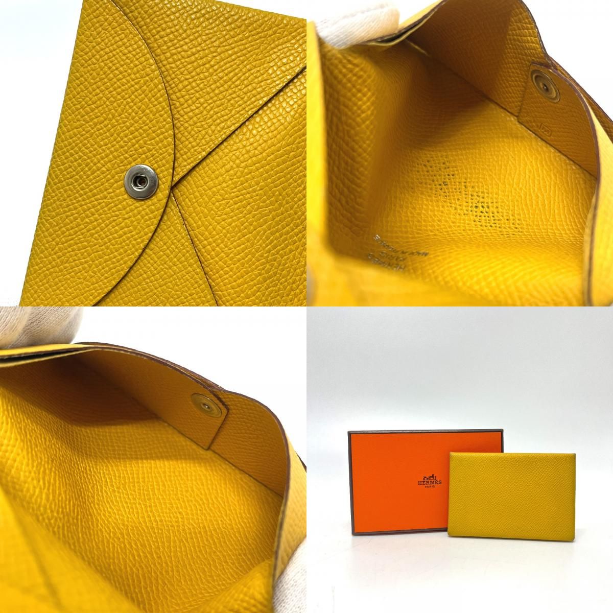 Hermes Card Case Calvi Veau Epsom Yellow — view 9