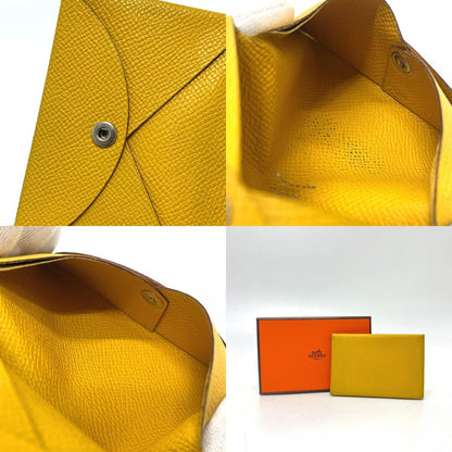 Hermes Card Case Calvi Veau Epsom Yellow — view 9