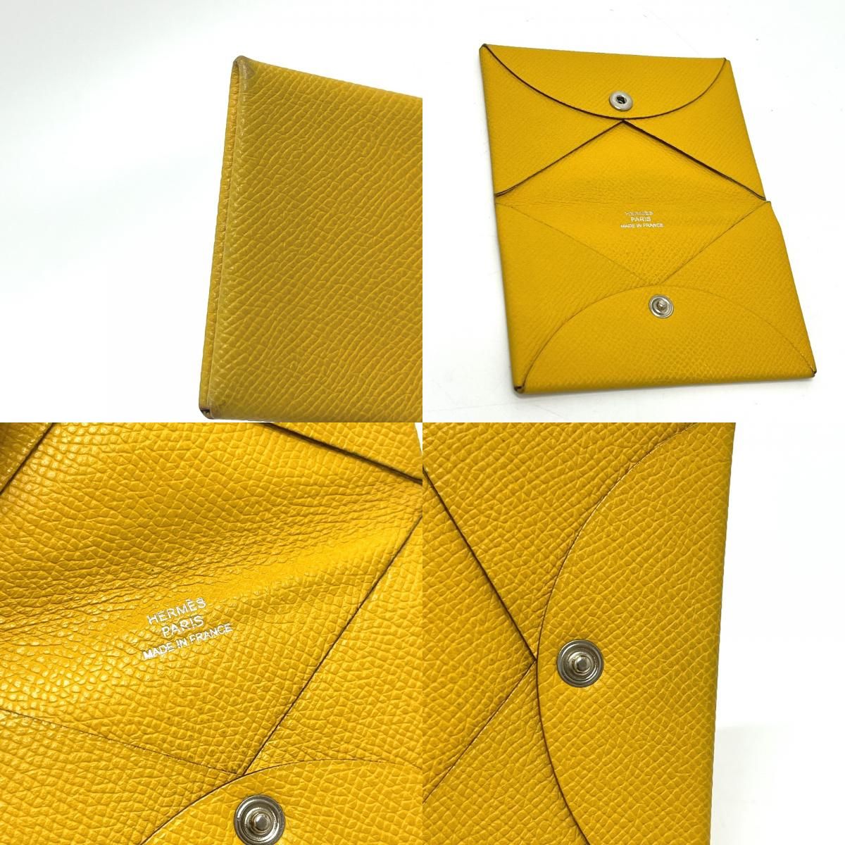 Hermes Card Case Calvi Veau Epsom Yellow — view 8