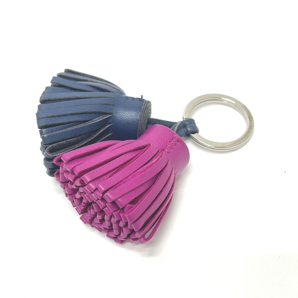 Hermes Bag Charm Carmen Unodos Leather Blue Saffiano Rose Purple — view 2