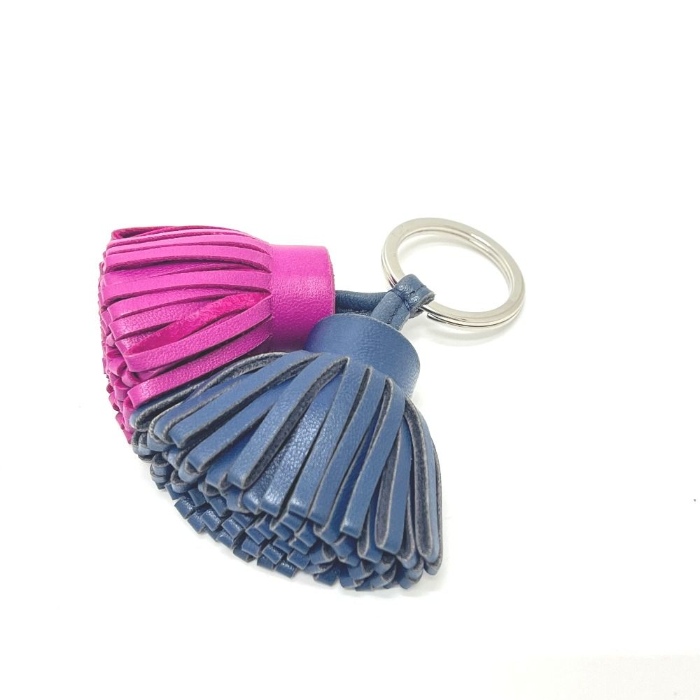 Hermes Bag Charm Carmen Unodos Leather Blue Saffiano Rose Purple