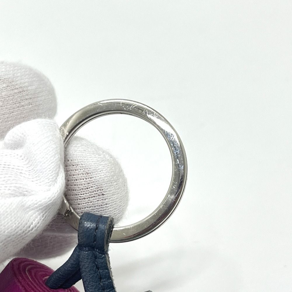 Hermes Bag Charm Carmen Unodos Leather Blue Saffiano Rose Purple — view 6