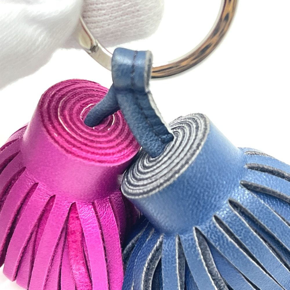 Hermes Bag Charm Carmen Unodos Leather Blue Saffiano Rose Purple — view 7