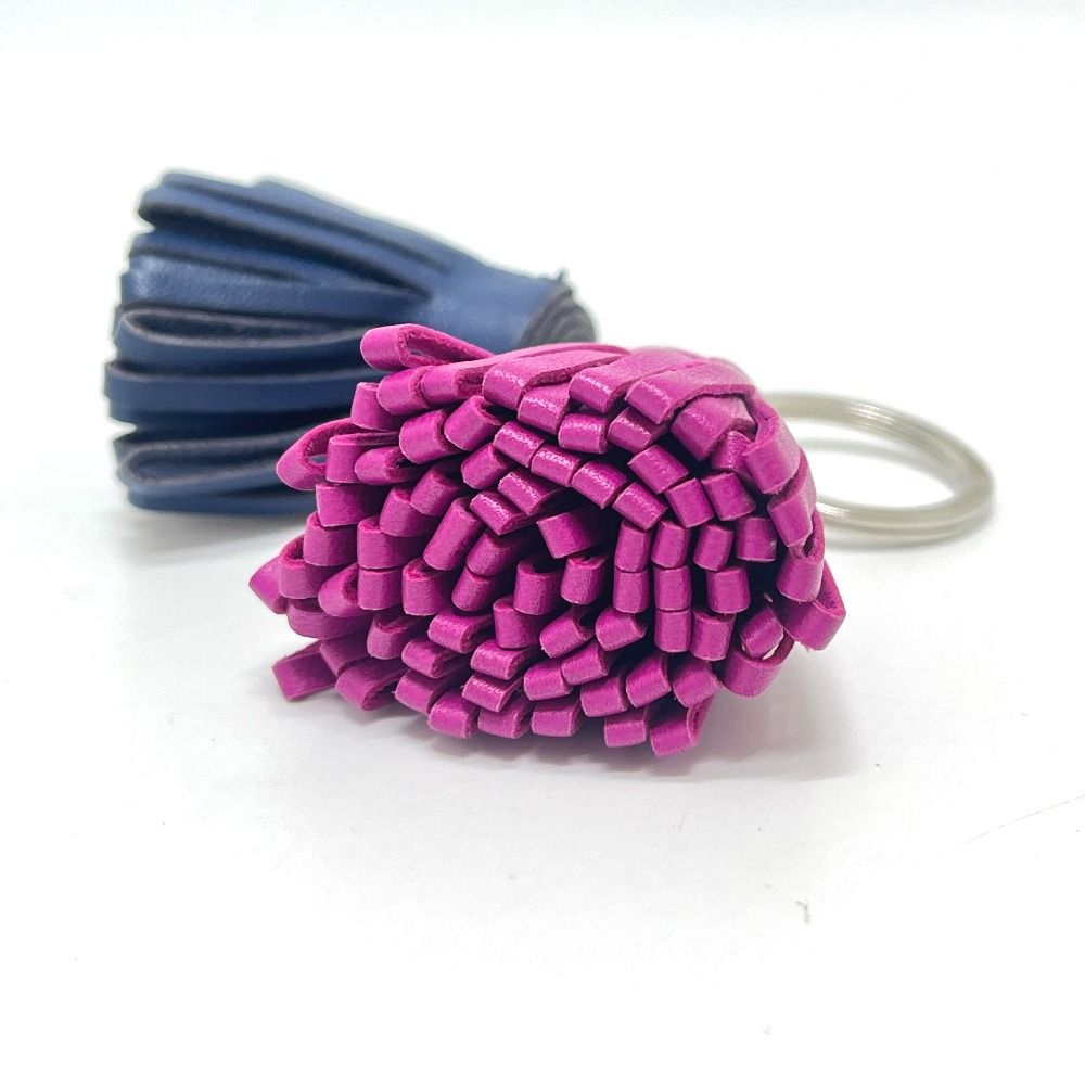 Hermes Bag Charm Carmen Unodos Leather Blue Saffiano Rose Purple — view 4