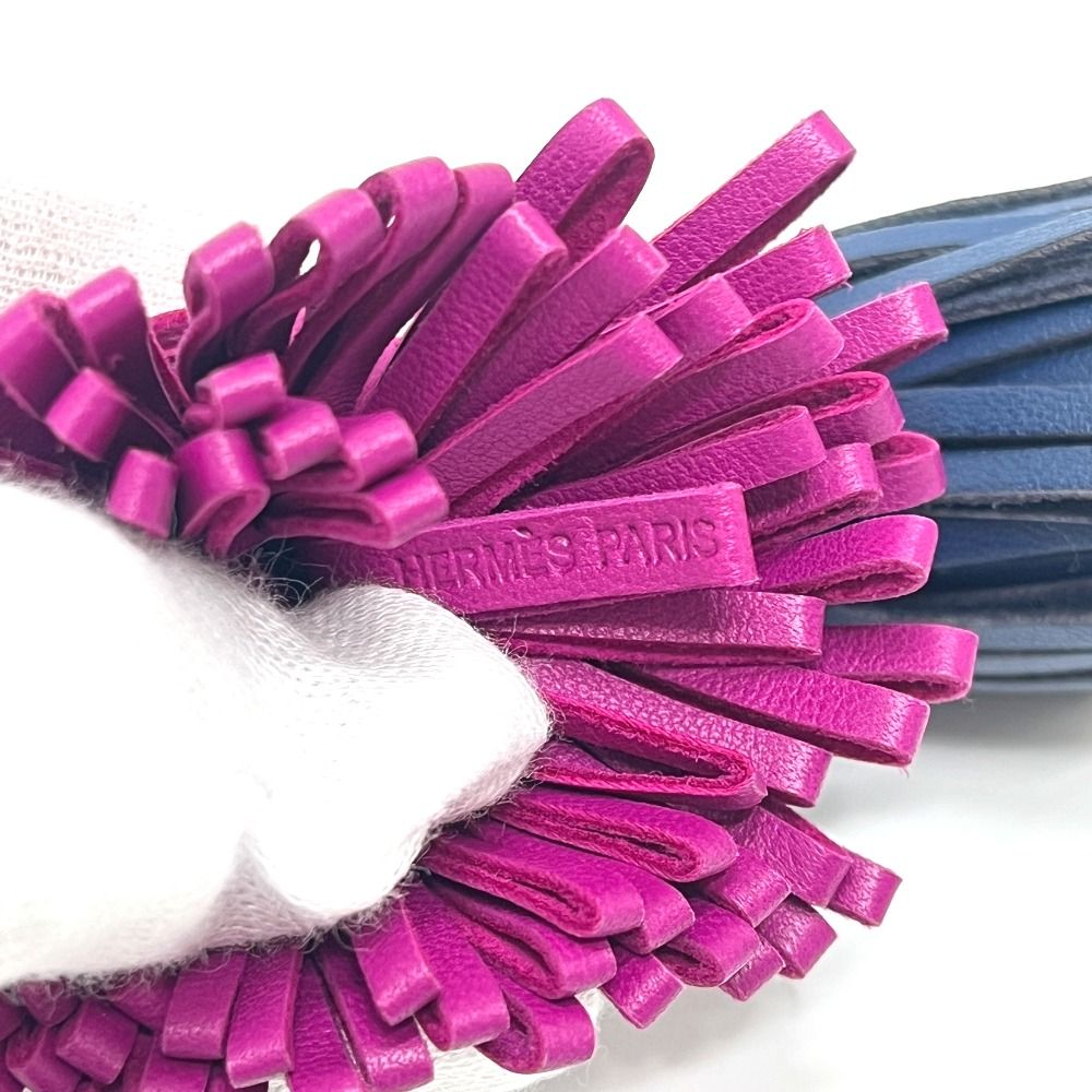 Hermes Bag Charm Carmen Unodos Leather Blue Saffiano Rose Purple — view 8