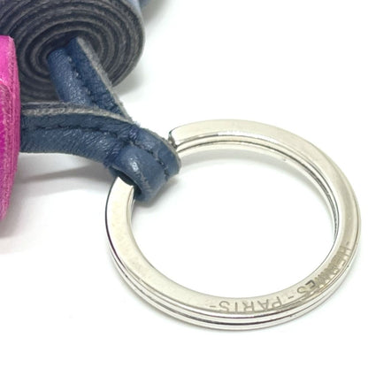 Hermes Bag Charm Carmen Unodos Leather Blue Saffiano Rose Purple — view 5