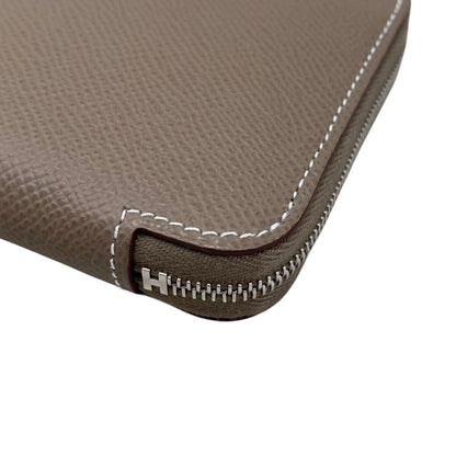 Hermes Card Case Coin Azap Silk in Compact Veau Etoupe Silver — view 4