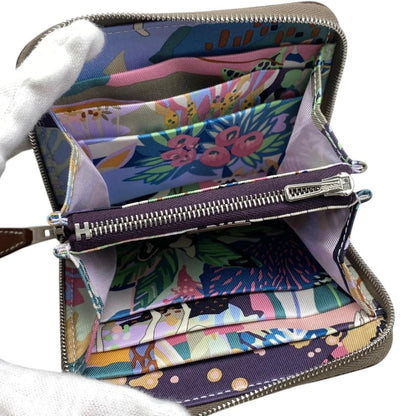 Hermes Card Case Coin Azap Silk in Compact Veau Etoupe Silver — view 6