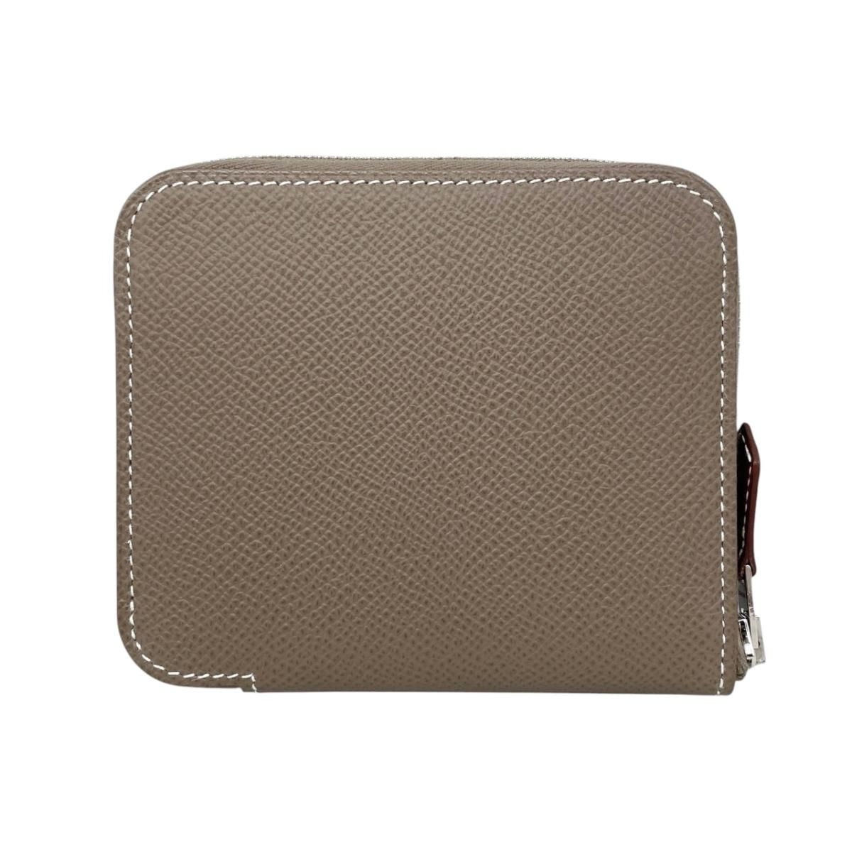 Hermes Card Case Coin Azap Silk in Compact Veau Etoupe Silver — view 2