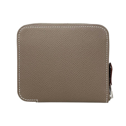 Hermes Card Case Coin Azap Silk in Compact Veau Etoupe Silver — view 2