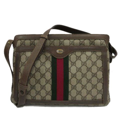 Gucci Vintage GG Supreme Sherry Line 14.02.013 Shoulder Bag Leather Brown