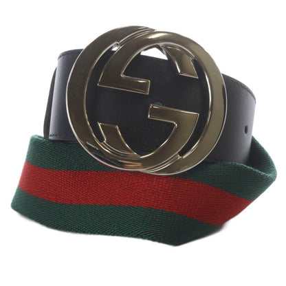 Gucci Sherry Line Interlocking Belt 80 32 Green Red