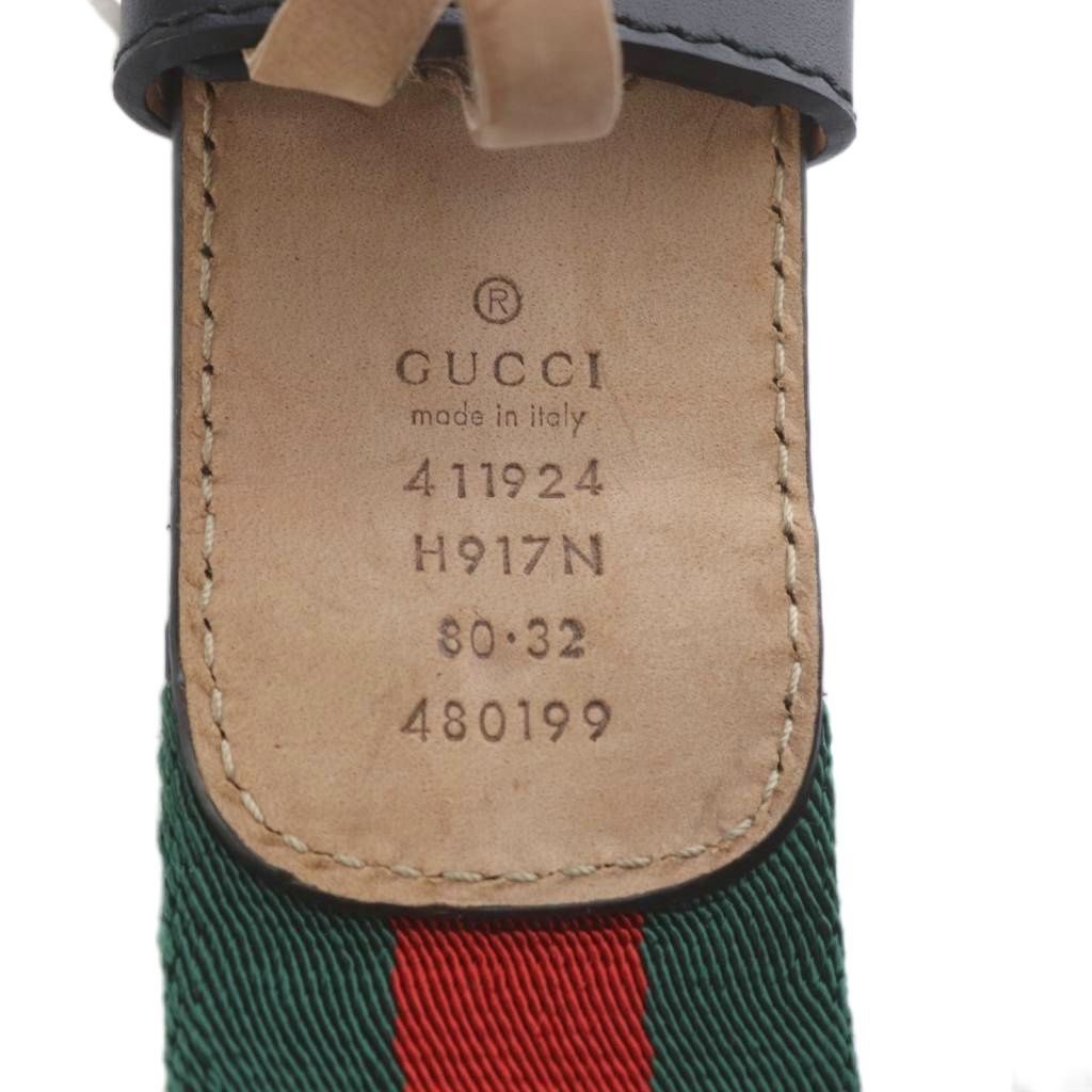 Gucci Sherry Line Interlocking Belt 80 32 Green Red — view 3