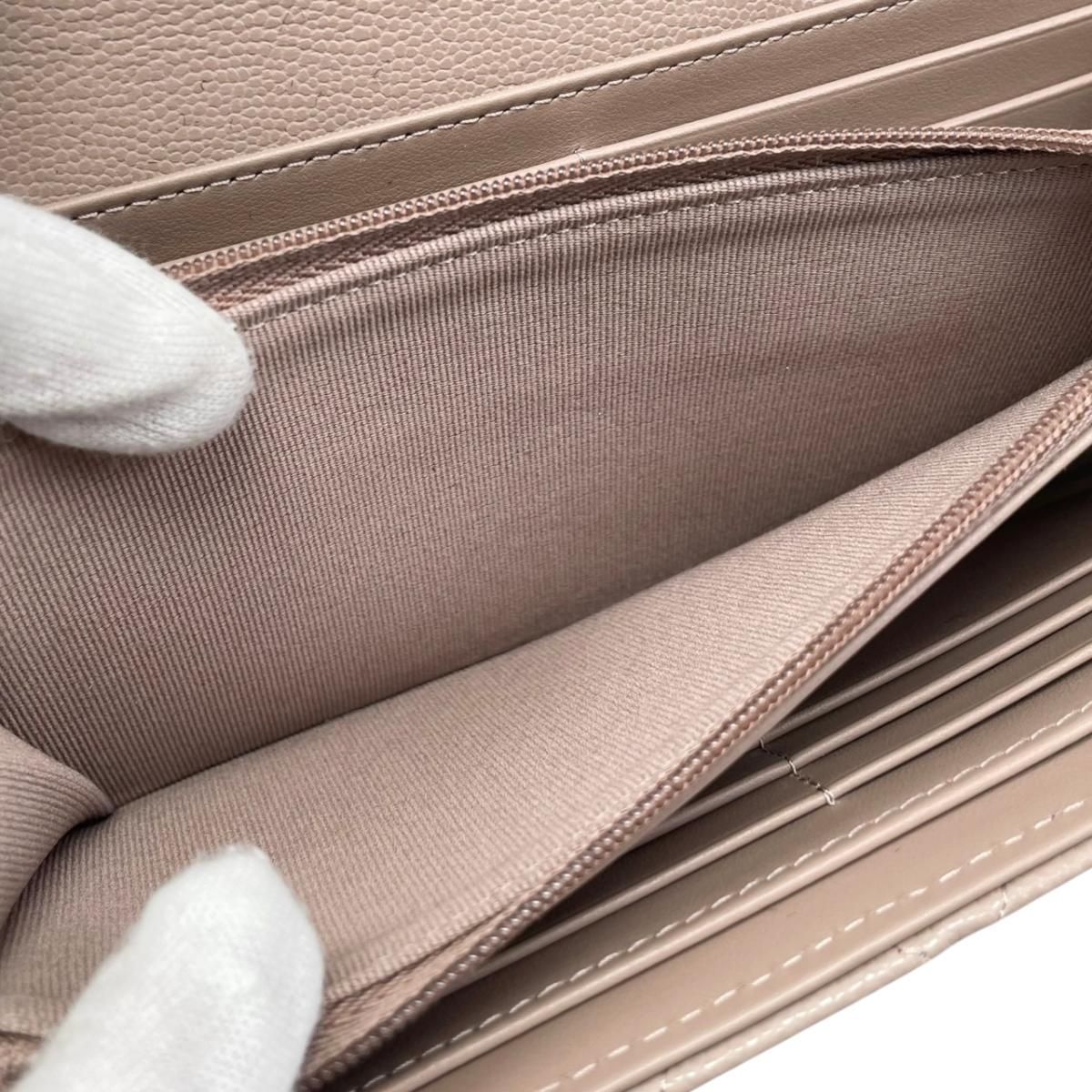 Chanel Bifold Wallet Classic Long Flap Quilted Caviar Leather CC Logo Pink — view 8