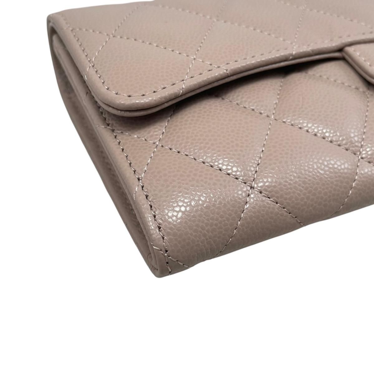 Chanel Bifold Wallet Classic Long Flap Quilted Caviar Leather CC Logo Pink — view 3