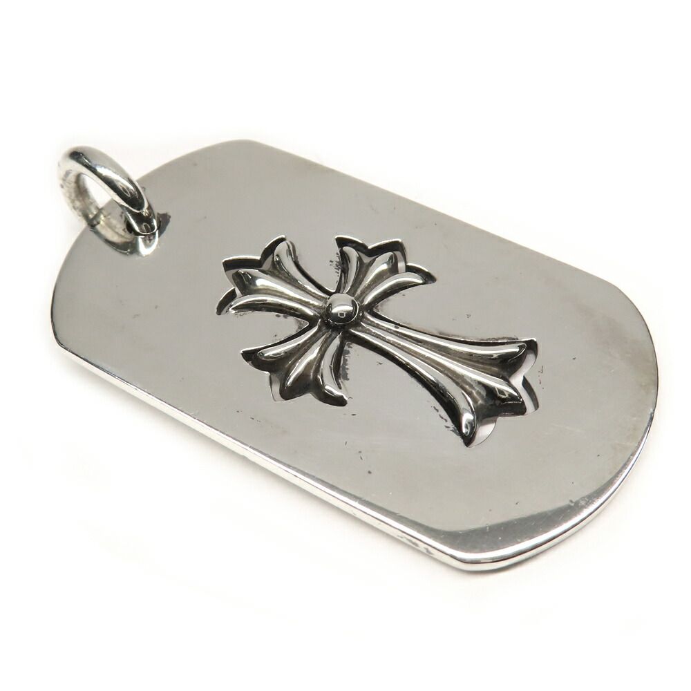 Chrome Hearts Necklace Pendant Cutout Tiny Cross Large Dog Tag 925 Sterling — view 3