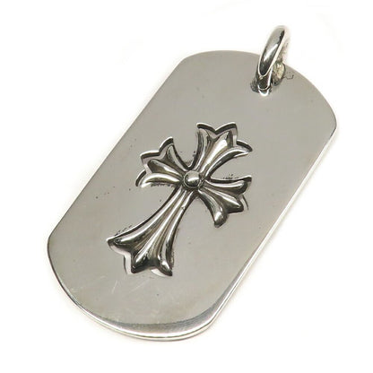 Chrome Hearts Necklace Pendant Cutout Tiny Cross Large Dog Tag 925 Sterling