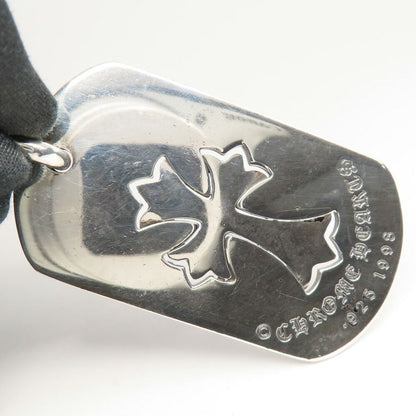 Chrome Hearts Necklace Pendant Cutout Tiny Cross Large Dog Tag 925 Sterling — view 7