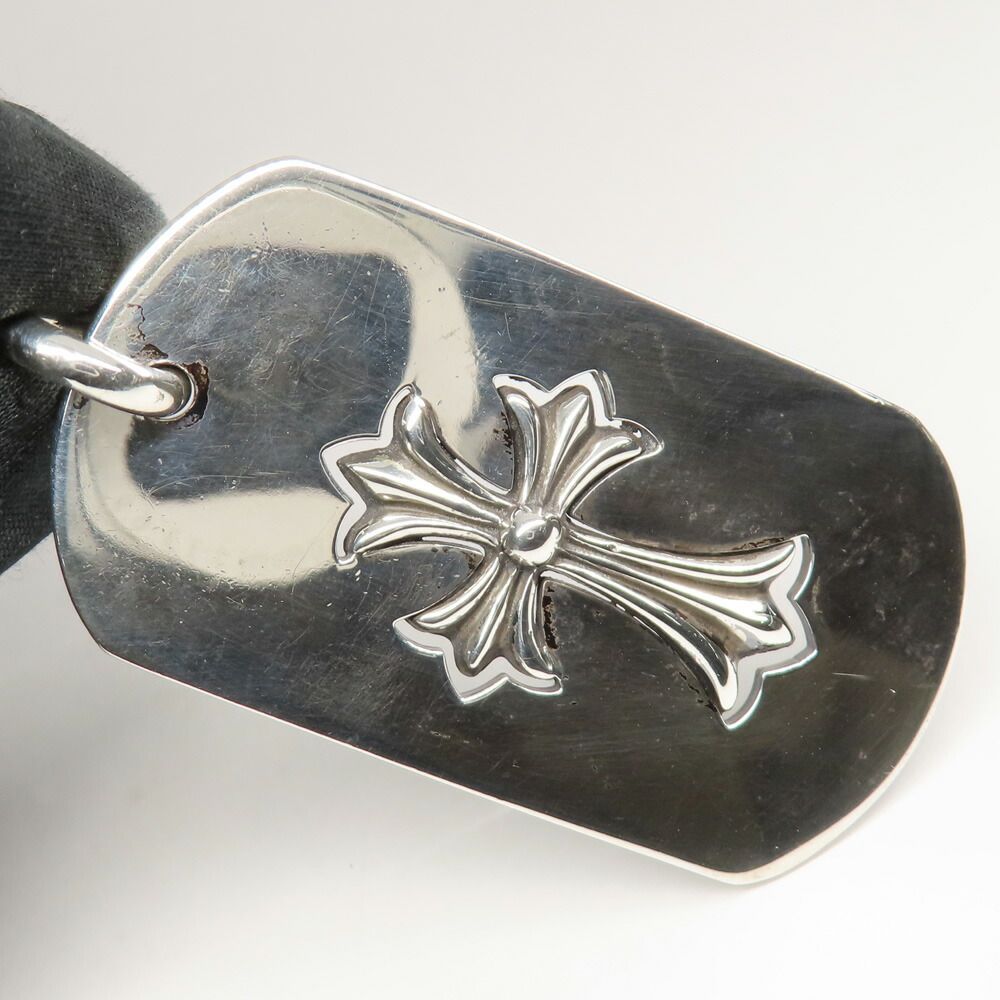 Chrome Hearts Necklace Pendant Cutout Tiny Cross Large Dog Tag 925 Sterling — view 8