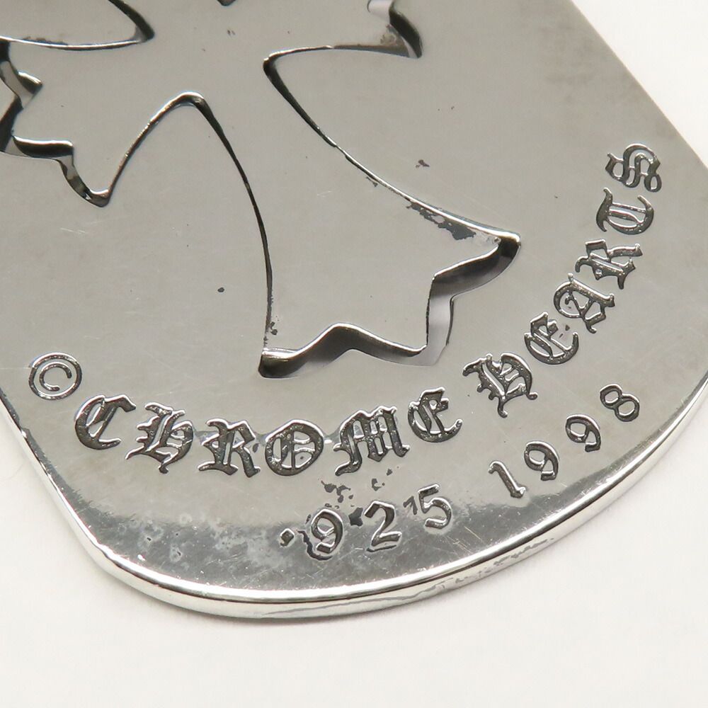 Chrome Hearts Necklace Pendant Cutout Tiny Cross Large Dog Tag 925 Sterling — view 6