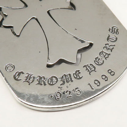 Chrome Hearts Necklace Pendant Cutout Tiny Cross Large Dog Tag 925 Sterling — view 6