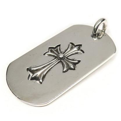 Chrome Hearts Necklace Pendant Cutout Tiny Cross Large Dog Tag 925 Sterling — view 2