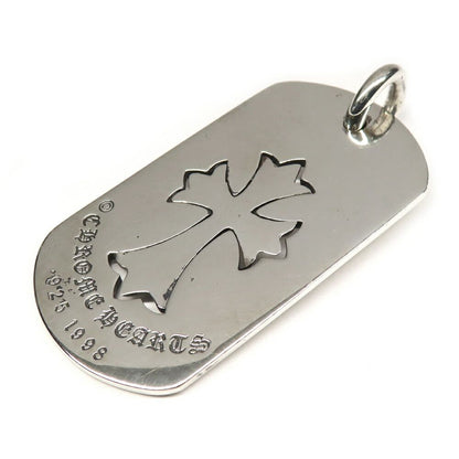 Chrome Hearts Necklace Pendant Cutout Tiny Cross Large Dog Tag 925 Sterling — view 4