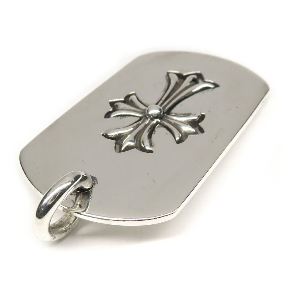 Chrome Hearts Necklace Pendant Cutout Tiny Cross Large Dog Tag 925 Sterling — view 5