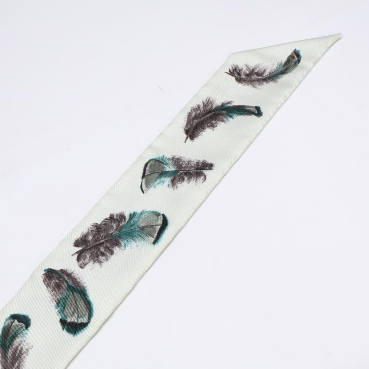 Hermes Feathers Silk Twilly Scarf — view 7