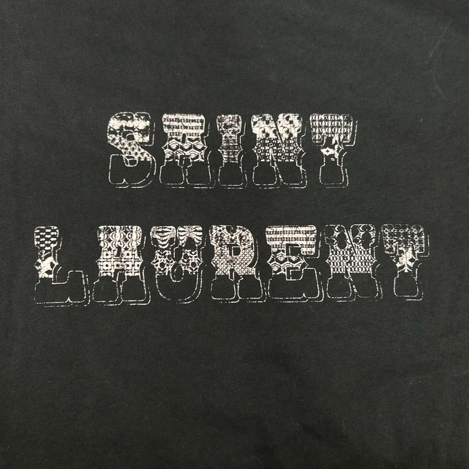 Saint Laurent Paris Black Logo Print Crew Neck T-Shirt — view 7