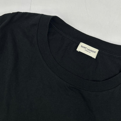 Saint Laurent Paris Black Logo Print Crew Neck T-Shirt — view 8