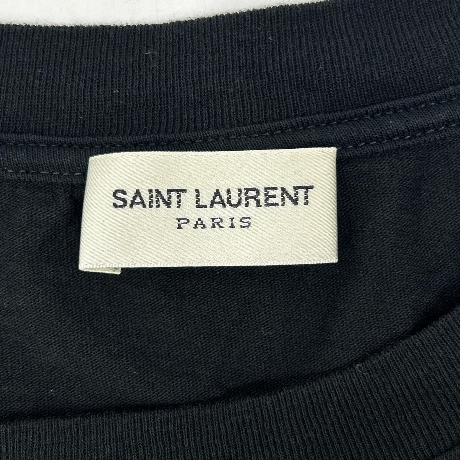 Saint Laurent Paris Black Logo Print Crew Neck T-Shirt — view 3