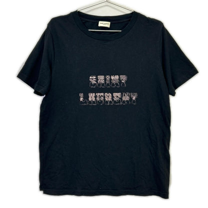 Saint Laurent Paris Black Logo Print Crew Neck T-Shirt