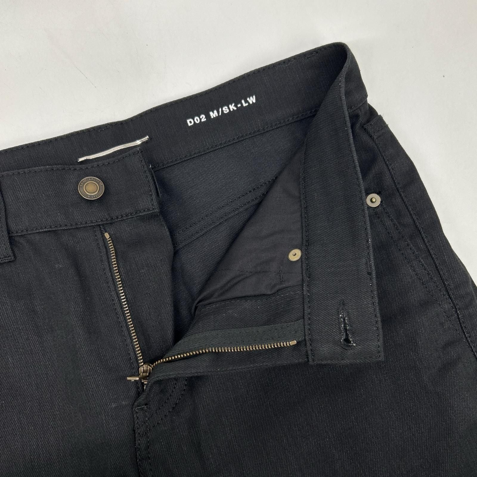 Saint Laurent Paris Black Cotton Denim Pants 29 — view 7