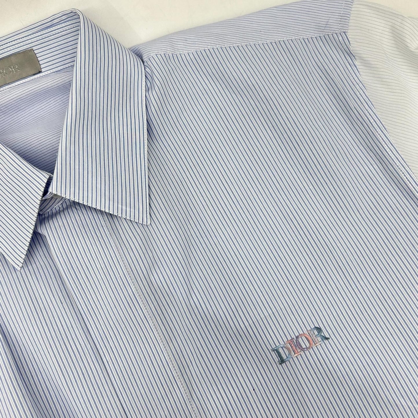 Dior Logo Embroidery Striped Sleeve Contrast Shirt 39 — view 7