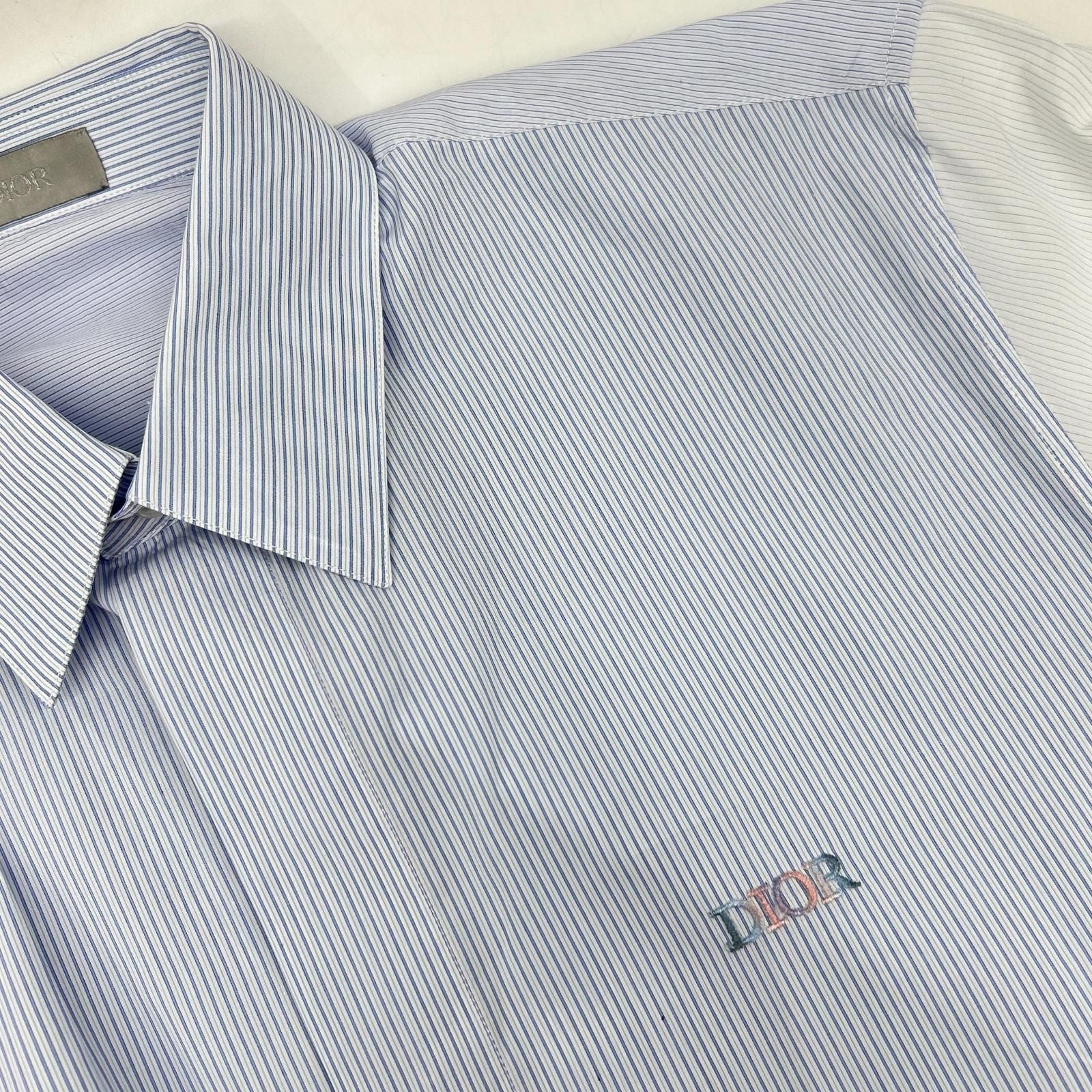 Dior Logo Embroidery Striped Sleeve Contrast Shirt 39 — view 7