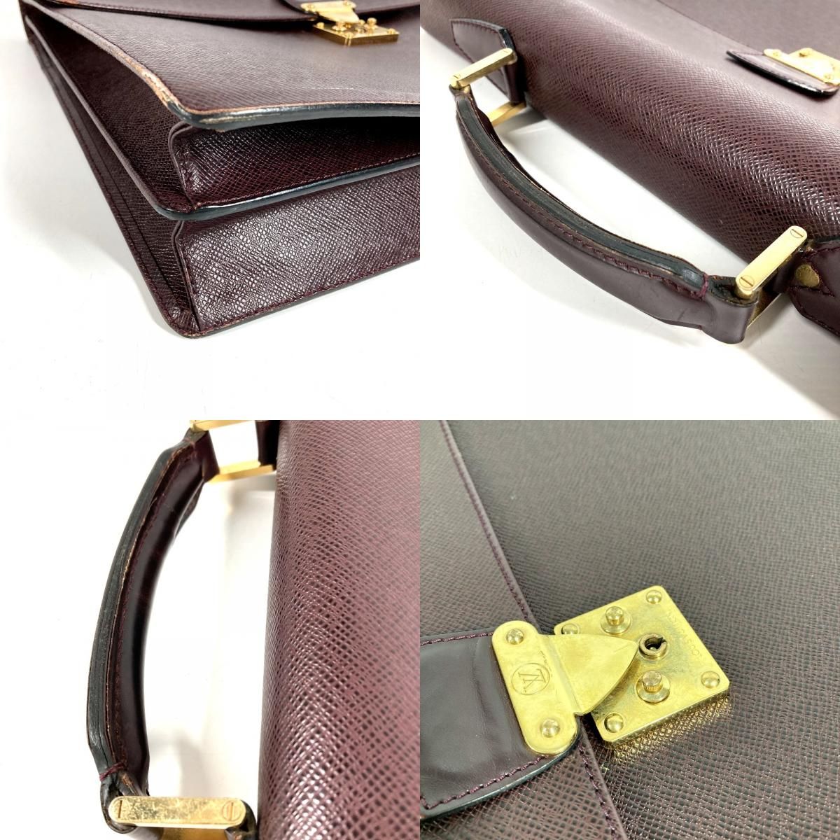 Louis Vuitton Business Bag Serviette Moscova Taiga Leather Acajou Purple — view 7